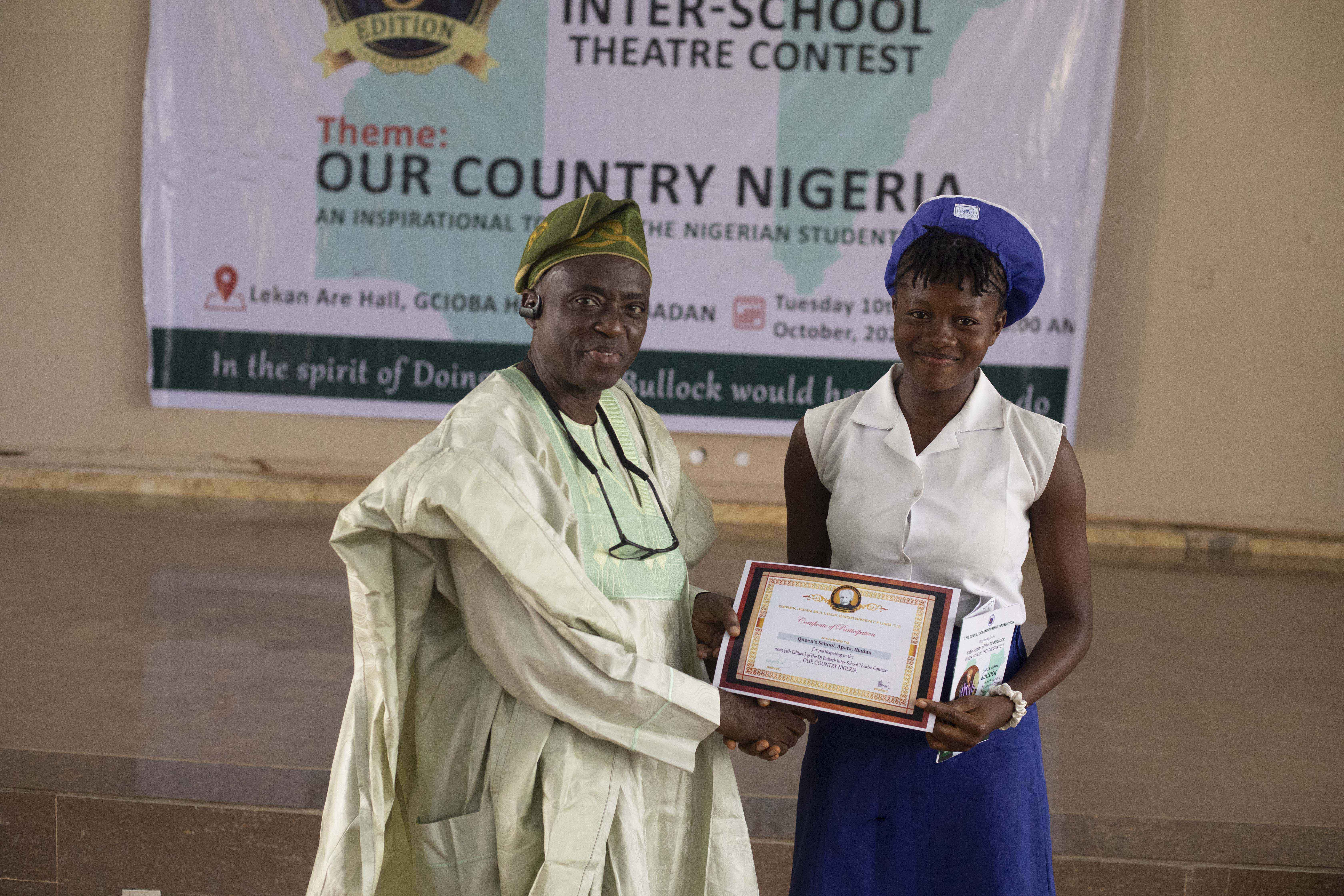 2022 - DJBullock Foundation Interschool Playwrite & Theatre Contest - Presentation of Certificates to Schools