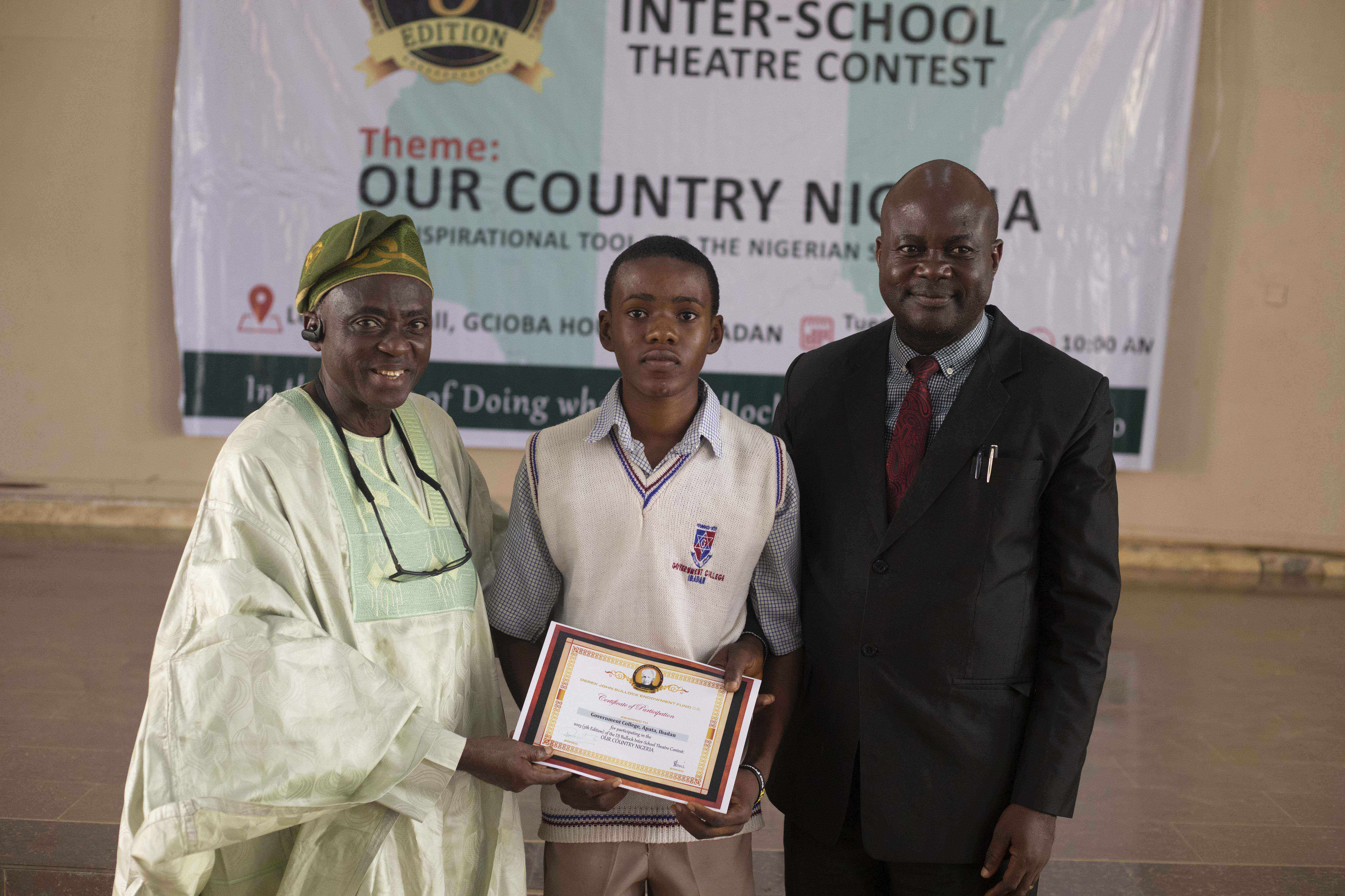 2022 - DJBullock Foundation Interschool Playwrite & Theatre Contest - Presentation of Certificates to Schools