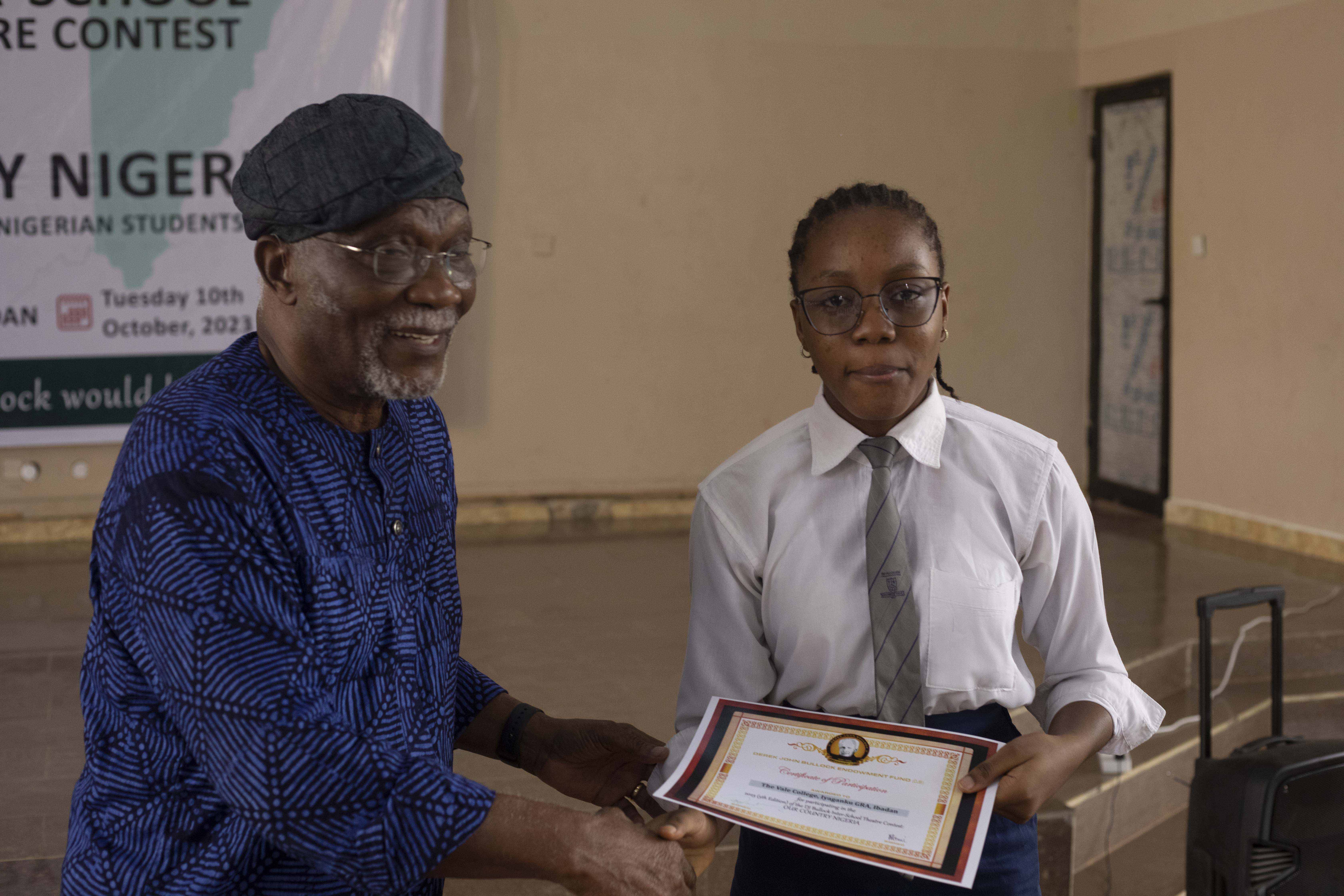 2022 - DJBullock Foundation Interschool Playwrite & Theatre Contest - Presentation of Certificates to Schools