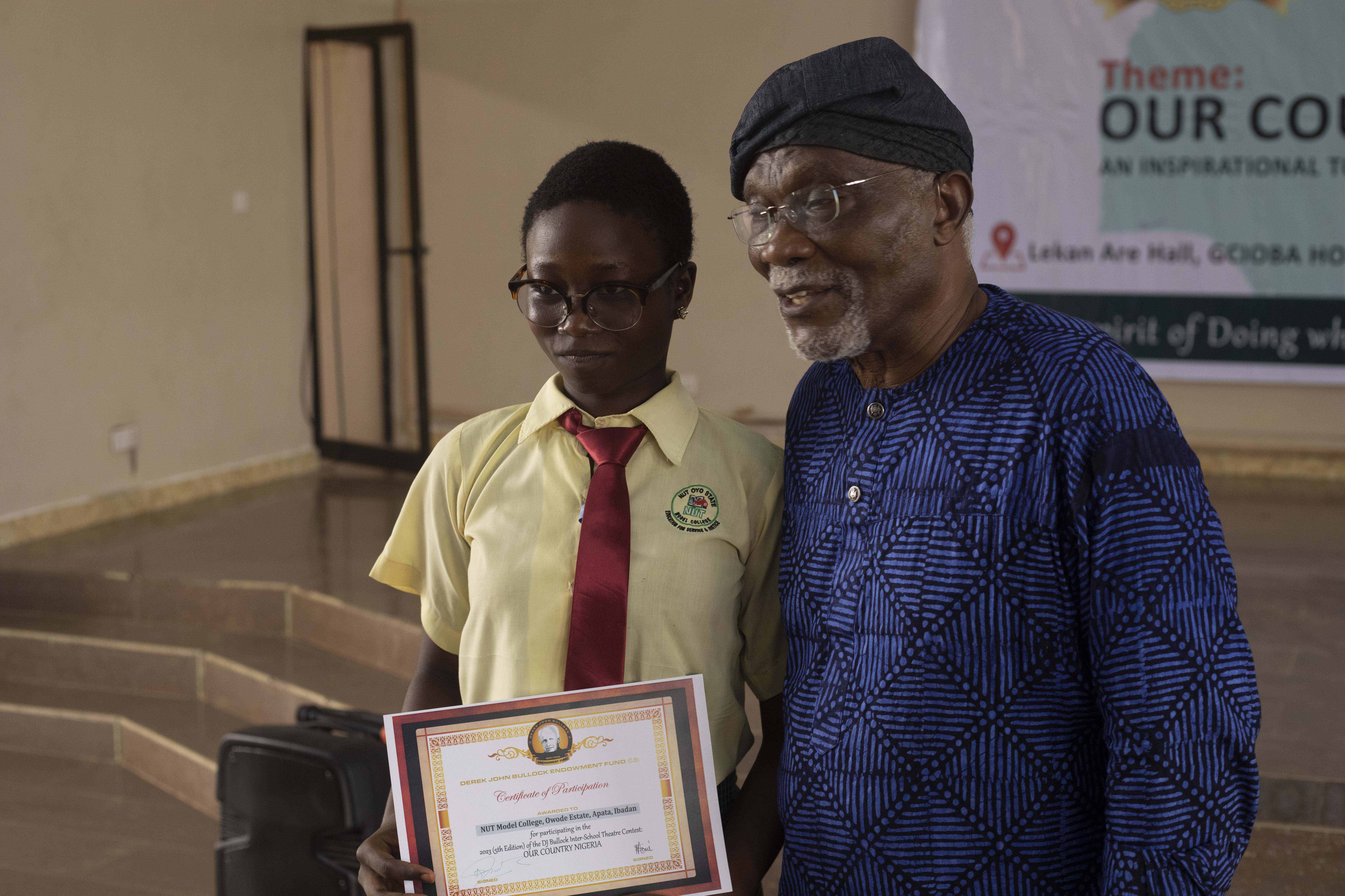 2022 - DJBullock Foundation Interschool Playwrite & Theatre Contest - Presentation of Certificates to Schools